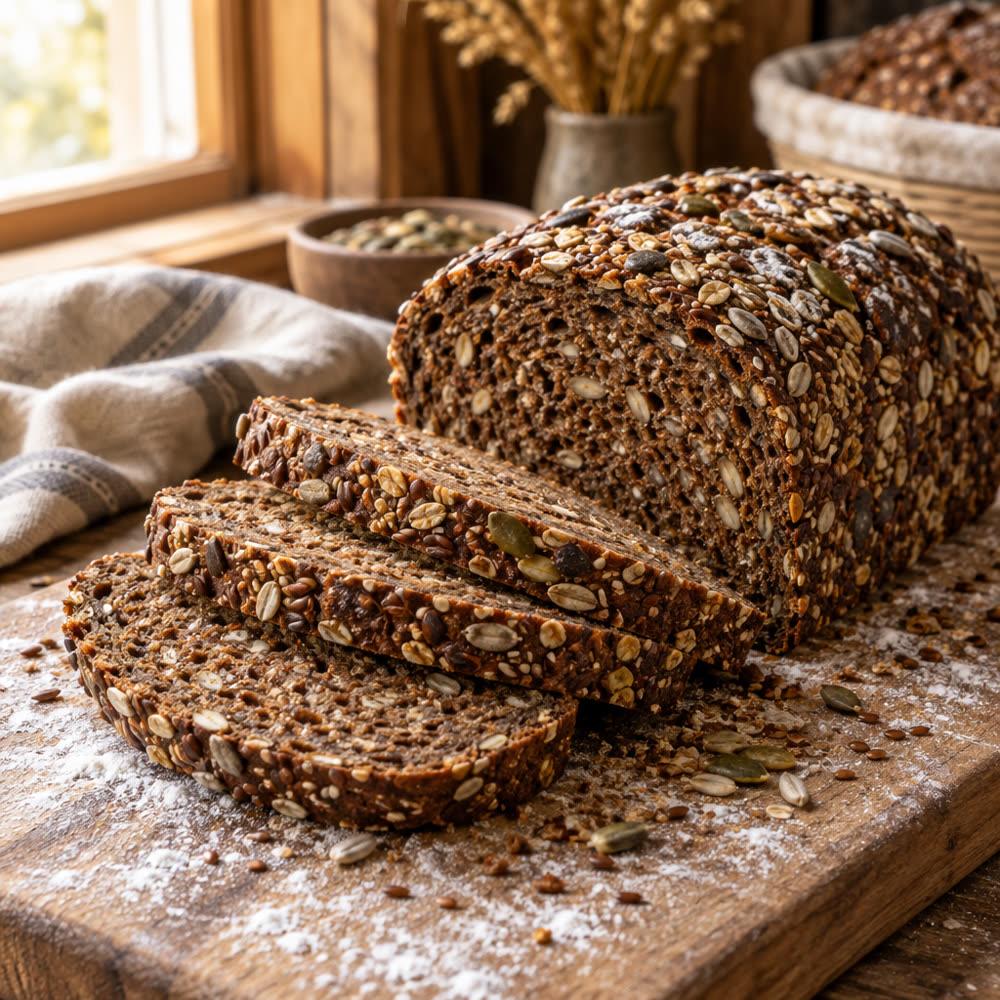 Sliced dark rye loaf