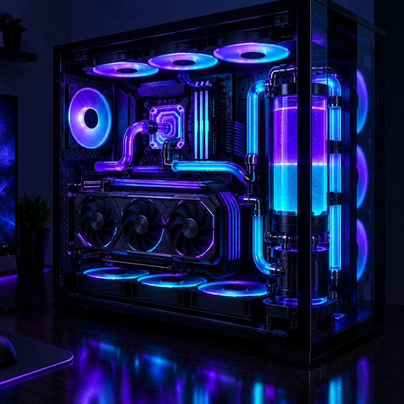 A liquid cooled PC on the test bench