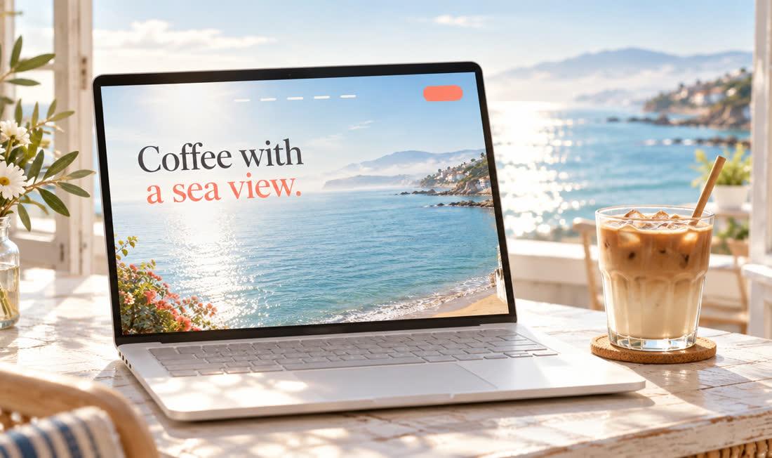 The Little Tern example website, an invented business, shown on a laptop